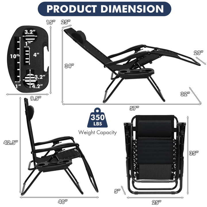 Outdoor Patio Recliner with Cup Holder &amp; Removable Pillow