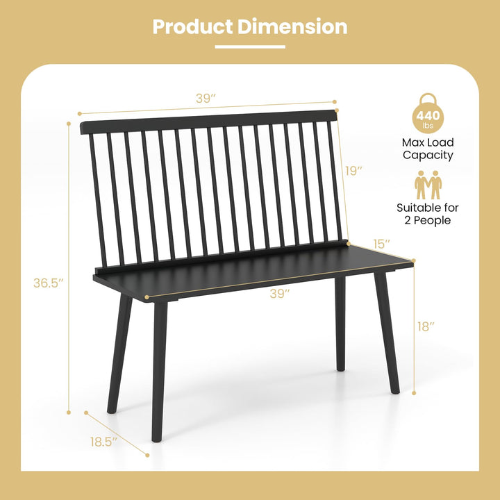 Giantex Entryway Bench for 2, Windsor Bench with Spindle Back &amp; Anti-Slip Foot Pads