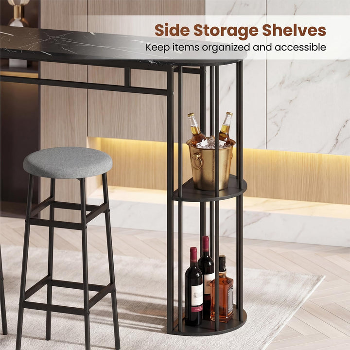 Giantex 3 Pieces Bar Table Set for 2 with 2 Padded Stools