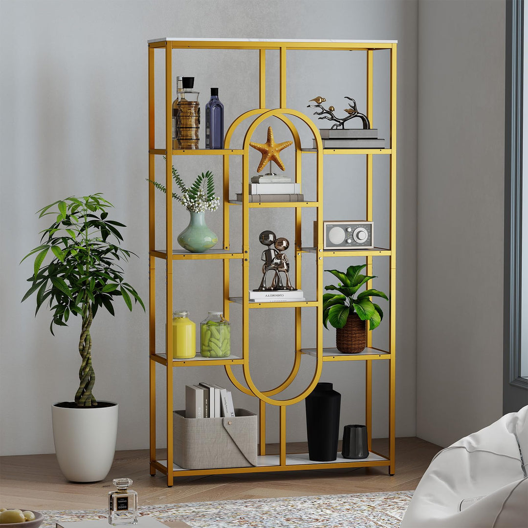 Giantex 5-Tier Bookshelf 69" Tall Geometric Bookcase w/ 10 Open Shelves