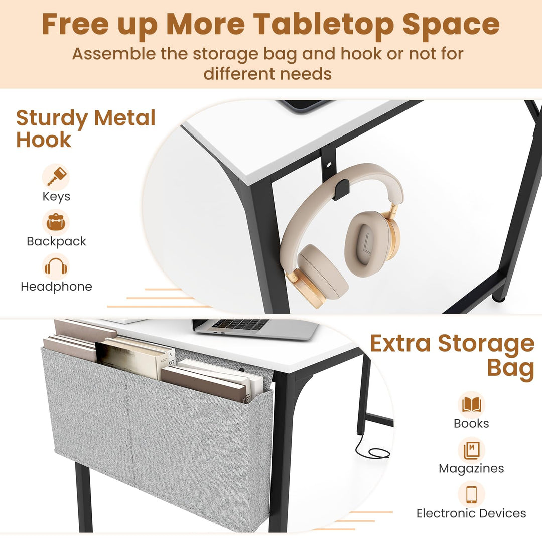 Giantex Conference Table with Charging Station, 2/4/6 PCS 32" x 24" Rectangular Meeting Room Desk with Storage Bag &amp; Hook