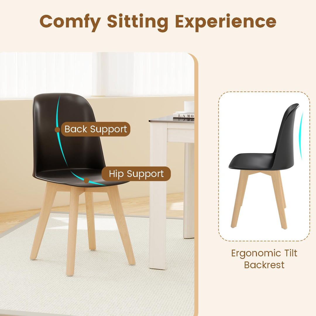 Giantex Modern Dining Chairs Set of 2/4 Armless Kitchen Chair w/Solid Beech Wood Legs