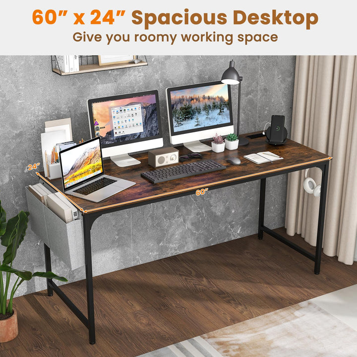 Giantex 30 FT Conference Table with Charging Station, 60" x 24" Rectangular Large Meeting Room Desk with Storage Bag &amp; Hook