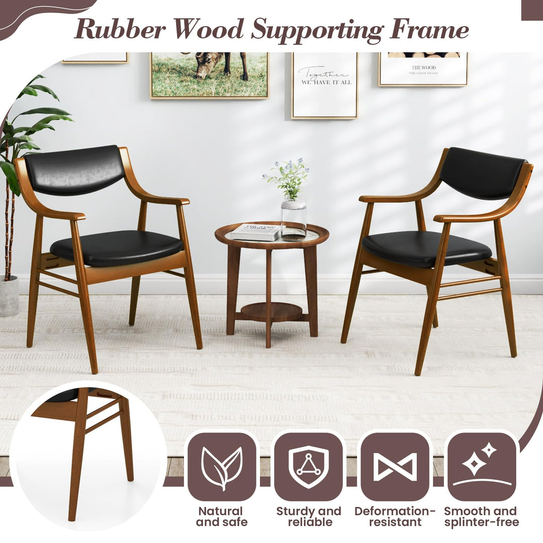 Giantex Wooden Dining Chairs Set of 2/4, PU Leather Upholstered Kitchen Chairs w/Padded Seat &amp; Back