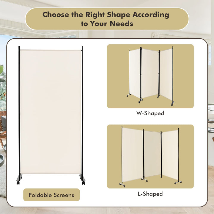 Giantex 3 Panel Room Divider with Wheels, 103&