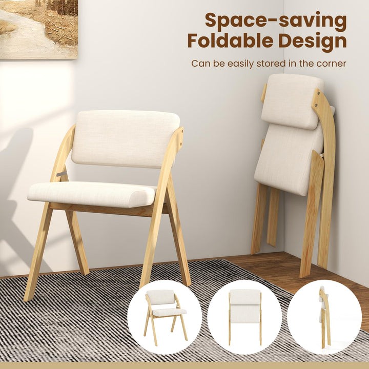 Giantex Set of 2 Folding Kitchen Dining Chairs with Rubber Wood Legs