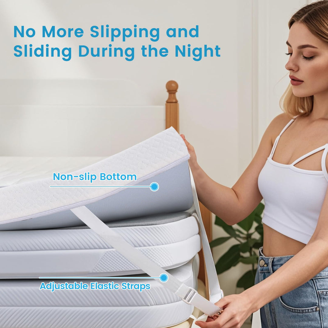 Giantex 3 Inch Twin Memory Foam Mattress Topper, Gel Infused Topper with Removable Cover