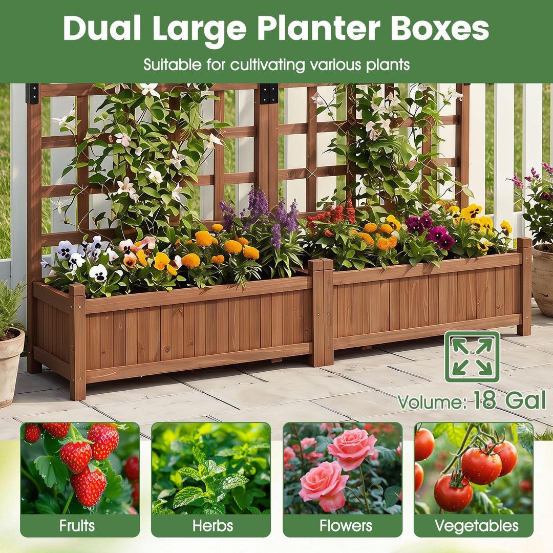 Giantex Wooden Raised Garden Bed with Trellis