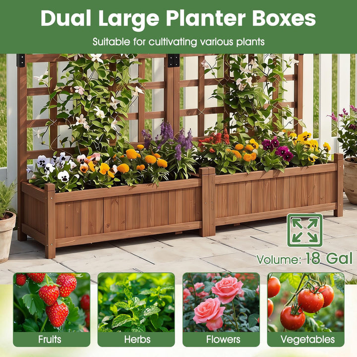 Giantex Wooden Raised Garden Bed with Trellis