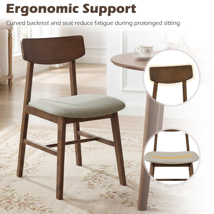 Giantex Solid Rubber Wood Dining Room Chairs with Curved Backrest