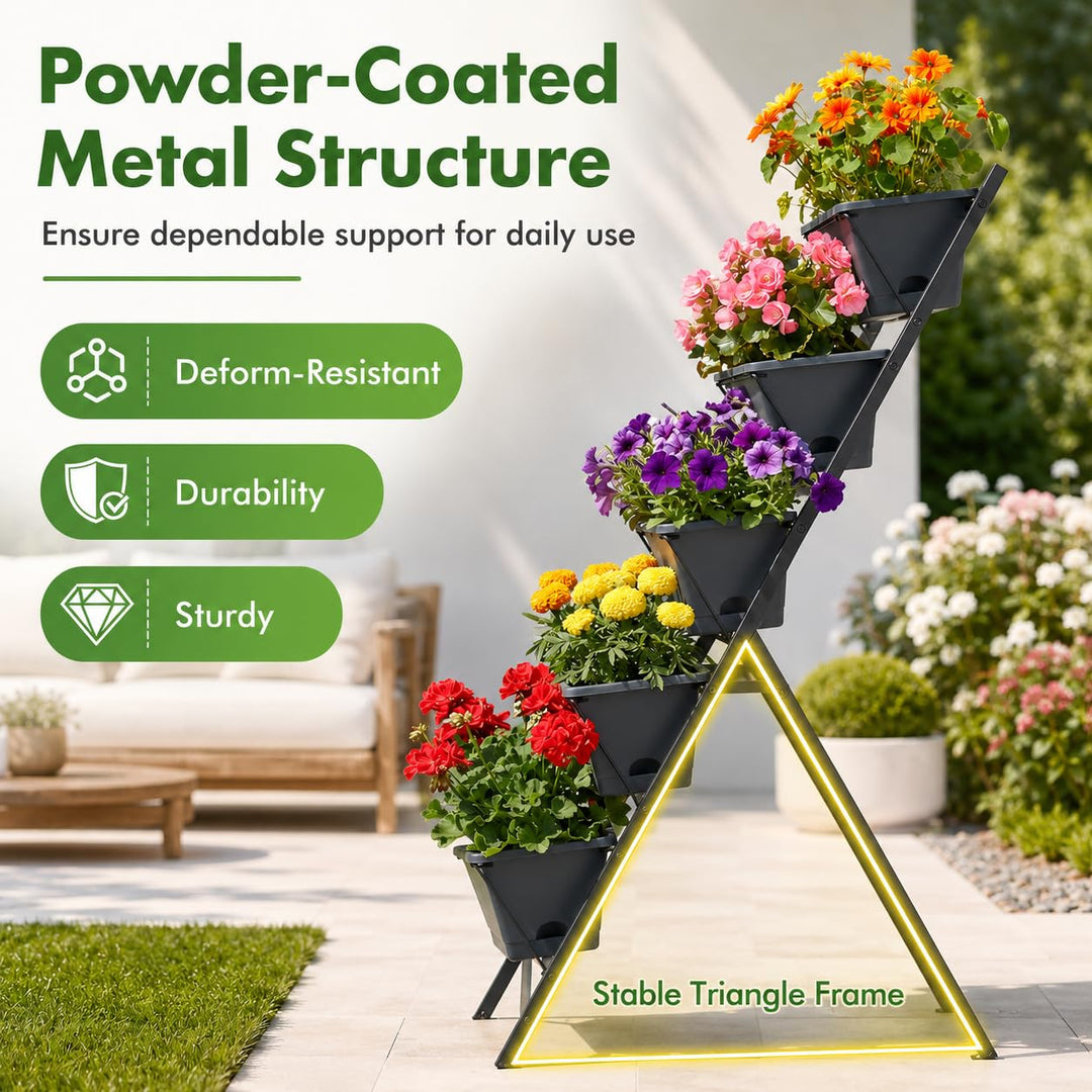 Giantex 5-Tier Vertical Garden Planter Set 1/2 Raised Garden Bed w/Drainage