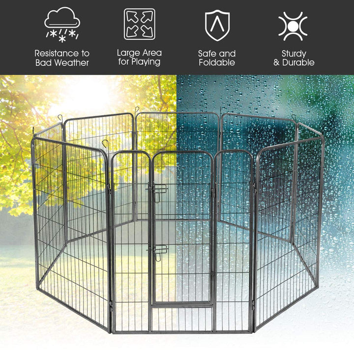 Giantex 8-Panel Folding Puppy Playpen, Portable Dog Fence W/ Safety Gate for Yard