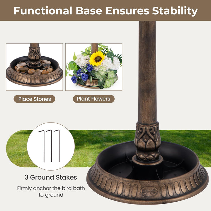 Giantex 42 inch Bird Bath Solar Lighted
