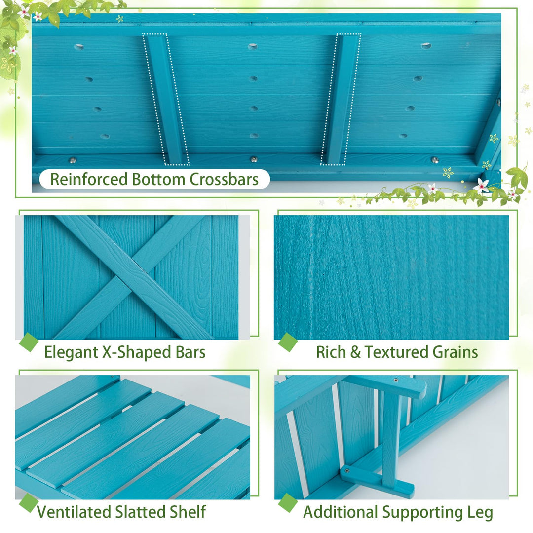 Giantex HIPS Raised Garden Bed, Elevated Planter Box w/Legs, Storage Shelf, Drain Holes