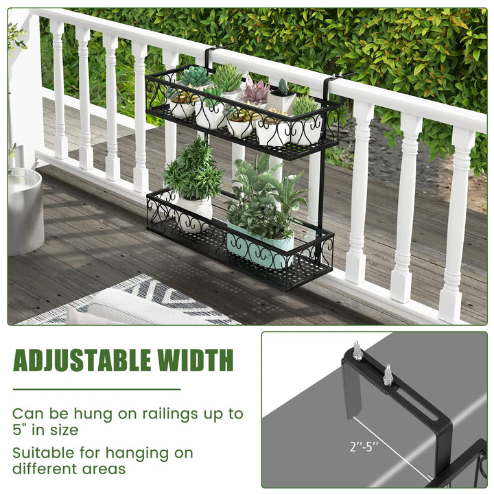 Giantex Balcoy Flower Pot Stand Rack w/ Adjustable Hooks &amp; 2 Planter Baskets