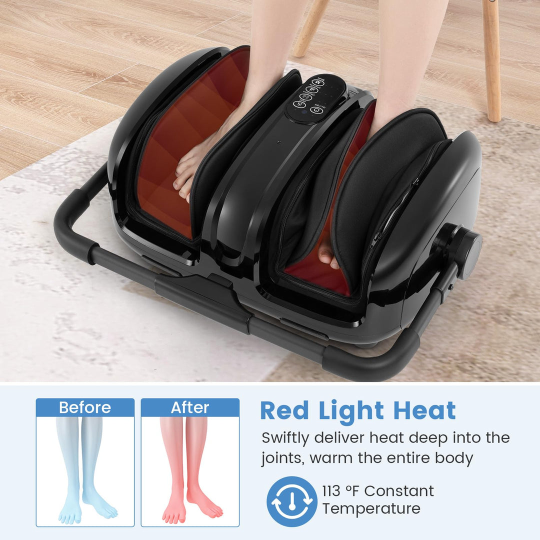 Giantex Portable Electric Foot Massager with Heat Therapy, Multi-Level Intensity Foot Massage