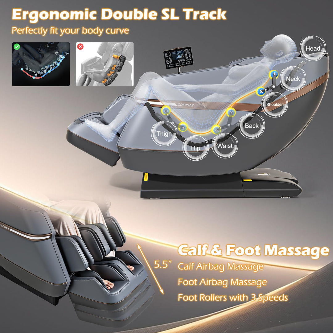 Full Body Zero Gravity Massage Chair, SL Track Massage Recliner w/Airbags