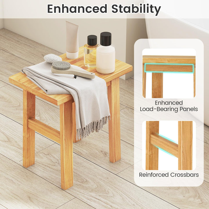 Giantex Solid Teak Shower Bench Stool for Bathroom with Water-Resistant Finish 18&