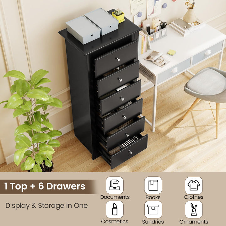 Giantex 6-Drawer Dresser, Tall Chest of Drawers for Bedroom