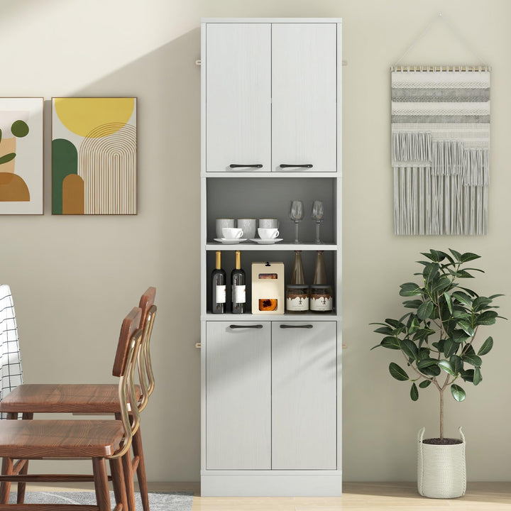 Giantex Kitchen Pantry Cabinet, 75” Tall Freestanding Cupboard with Doors &amp; Shelves