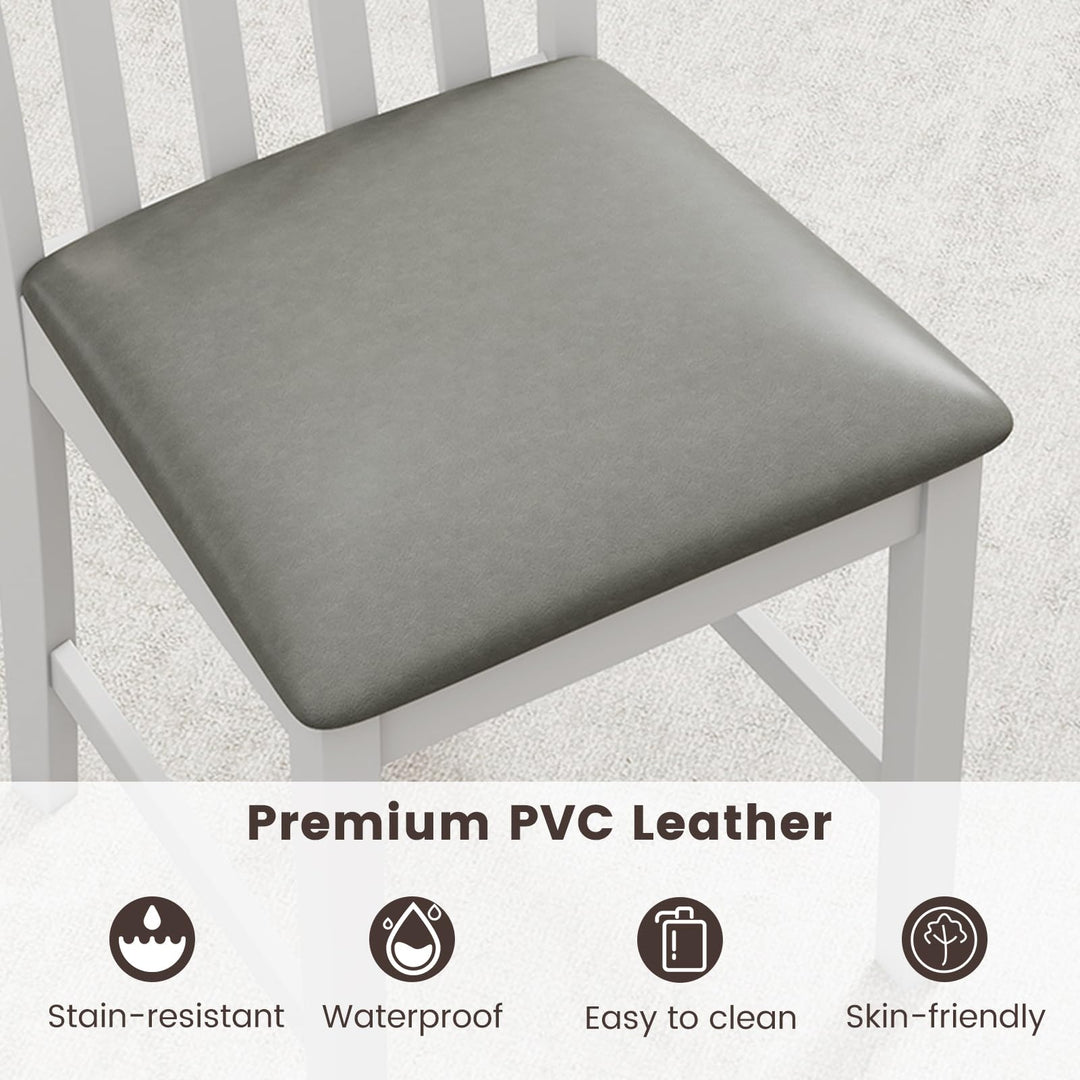 Giantex Wooden Dining Chairs Set of 2/4 Faux Leather Upholstered Kitchen Chair w/Rubber Wood Legs