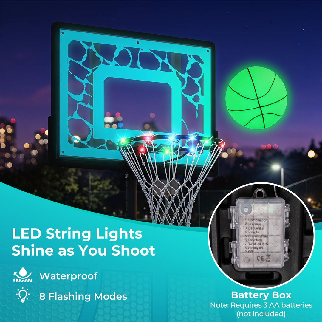 Giantex Pool Basketball Hoop Poolside with LED Solar Lights