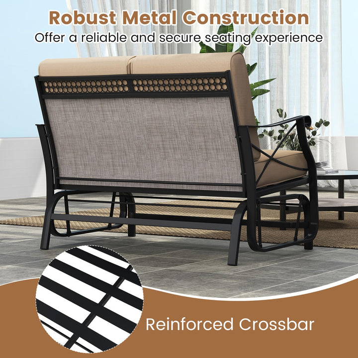 Giantex 2-Person Outdoor Glider Rocking Chair Loveseat with Detachable Thick Cushions