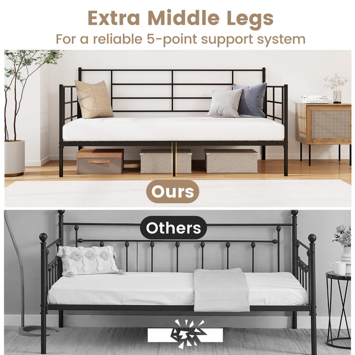 Giantex Metal Twin Daybed, Twin Size Platform Bed with High Headboard &amp; Extra Support Leg