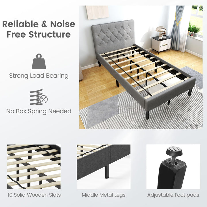 Giantex Twin Size Upholstered Bed Frame