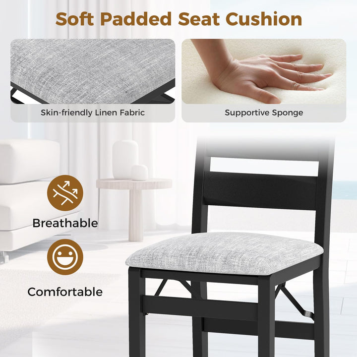 Giantex Folding Dining Chairs Set of 2, Modern Upholstered Kitchen Chairs w/Slatted Backrest &amp; Padded Seat