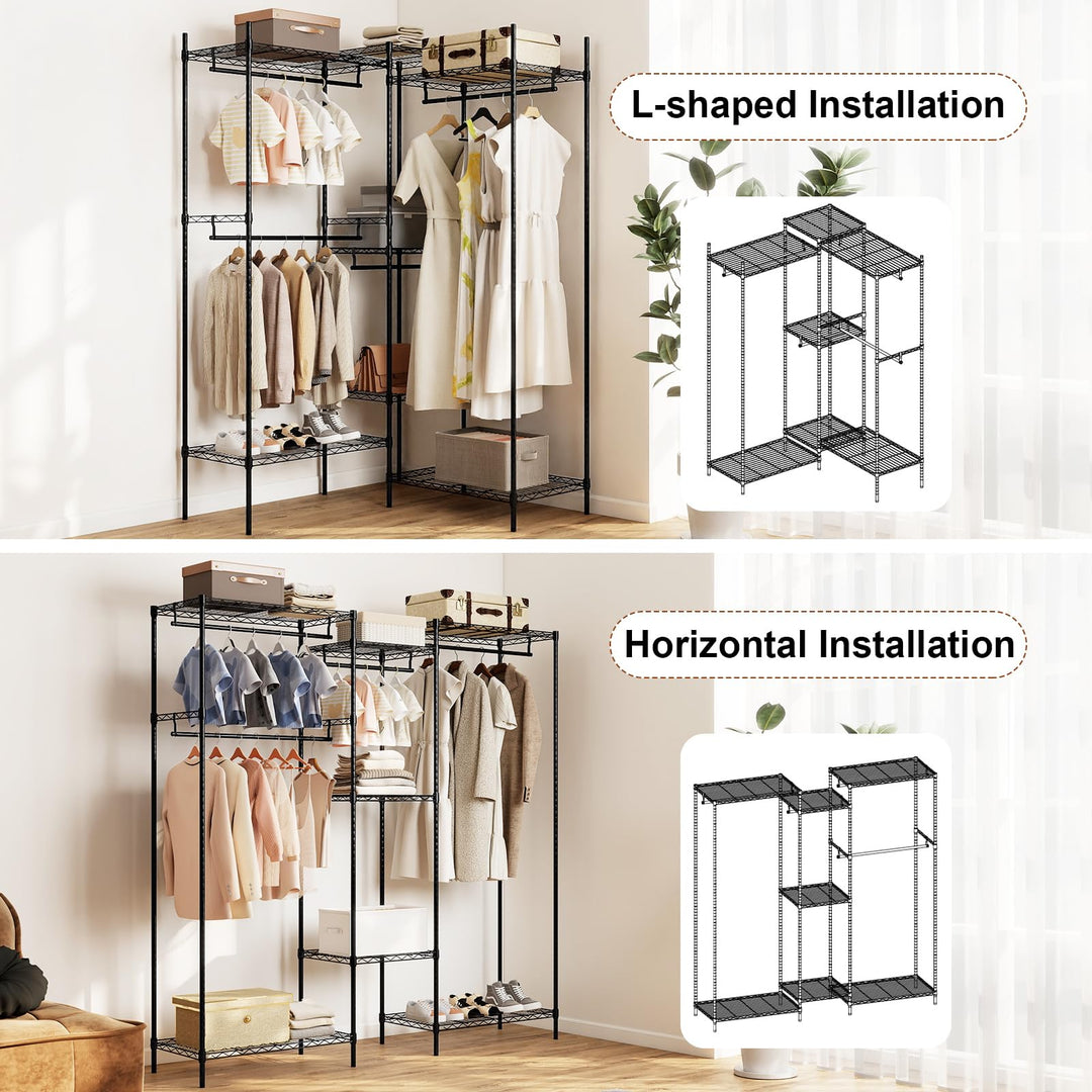 Giantex Convertible Clothes Organizer with L-shape &amp; Horizontal Installation