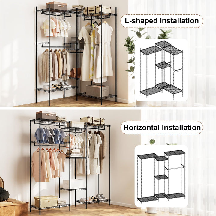 Giantex Convertible Clothes Organizer with L-shape &amp; Horizontal Installation
