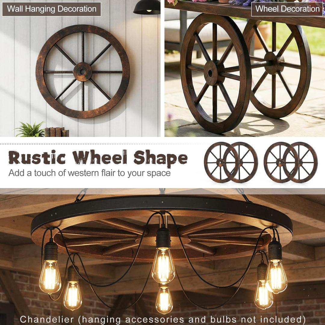 Giantex 24-Inch Wagon Wheels 2/4 Pieces Carbonized Solid Fir Wood