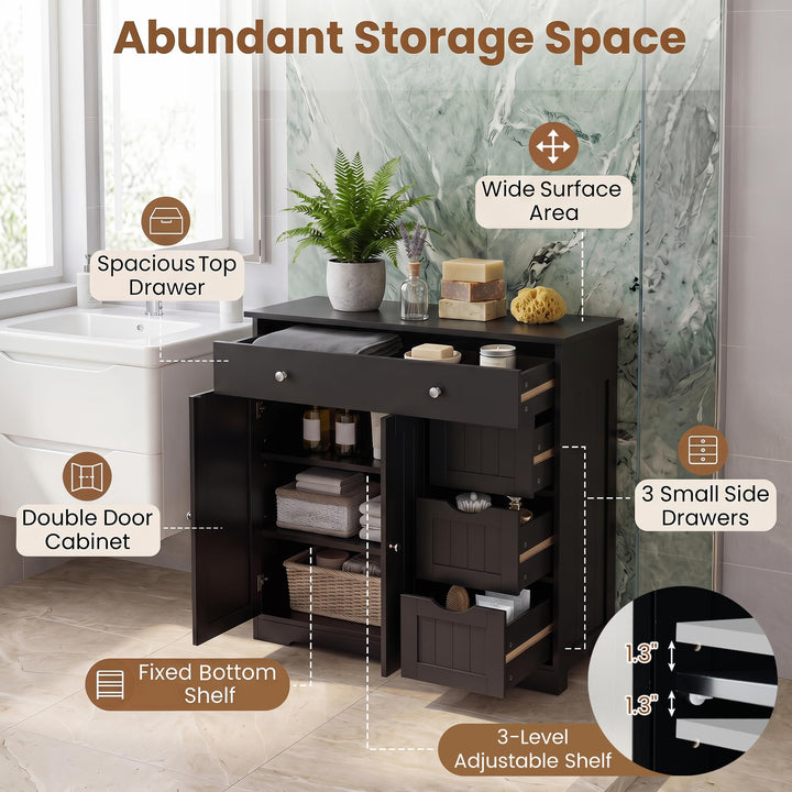 GIANTEX Bathroom Storage Cabinet with 4 Drawers and 2 Doors
