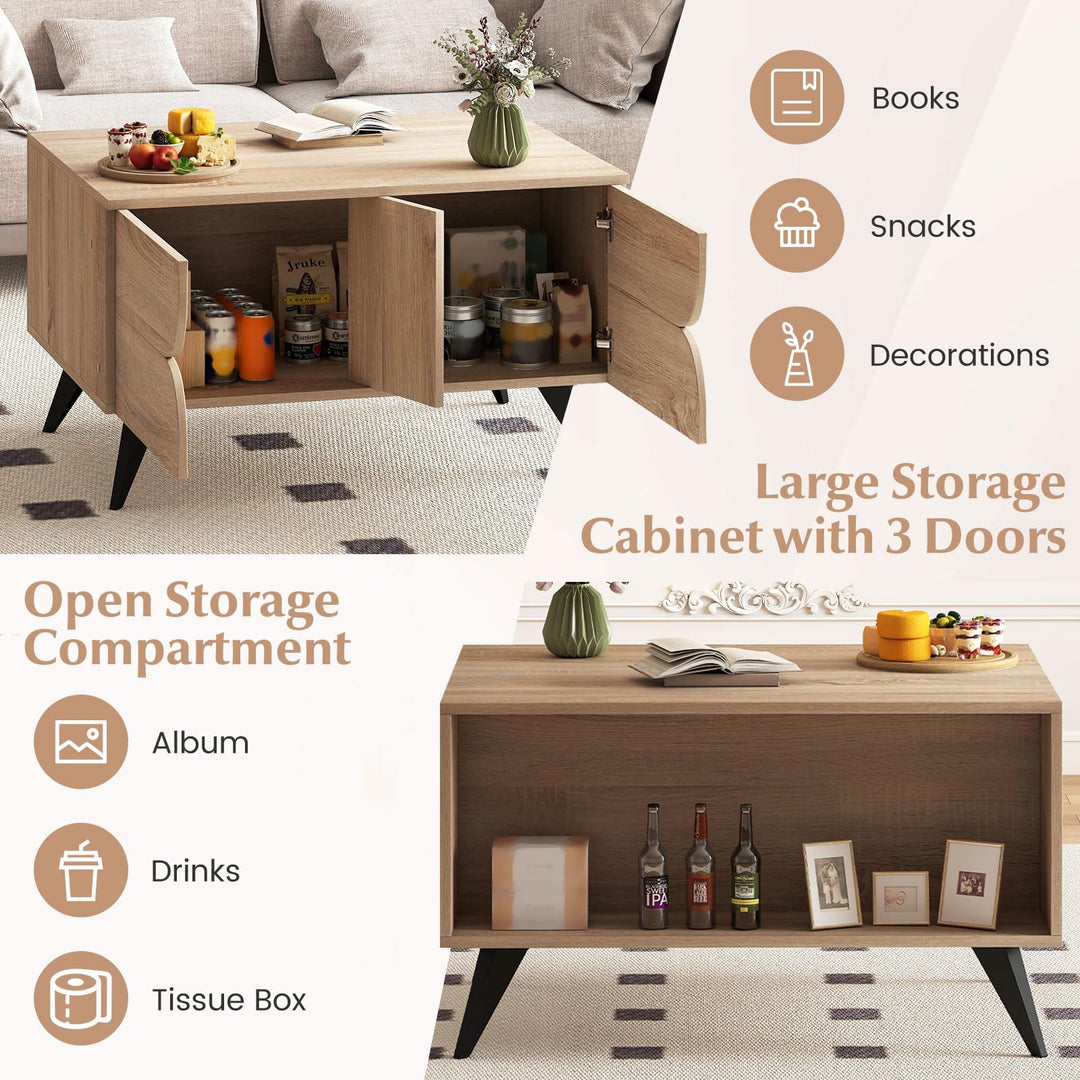Giantex Farmhouse Accent Modern Coffee Table with Storage for Living Room Bedroom