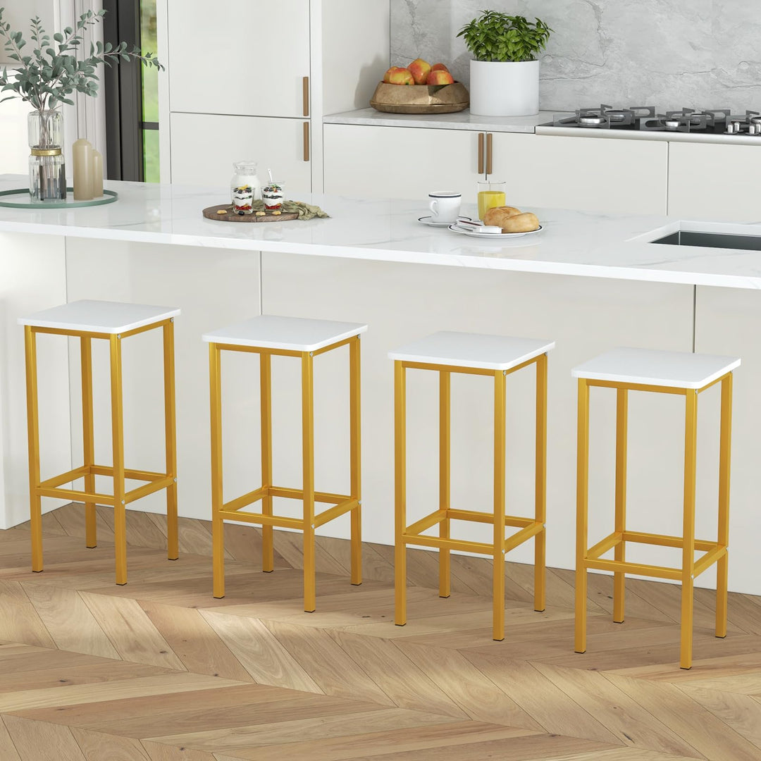 Giantex Bar Stools Set of 4, 26" Backless Barstools with Metal Legs &amp; Footrest, Breakfast Bar Dining Chairs