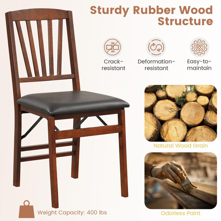 Giantex Folding Dining Chairs Set | Foldable Wood Kitchen Chairs with Padded Seat (2/4)