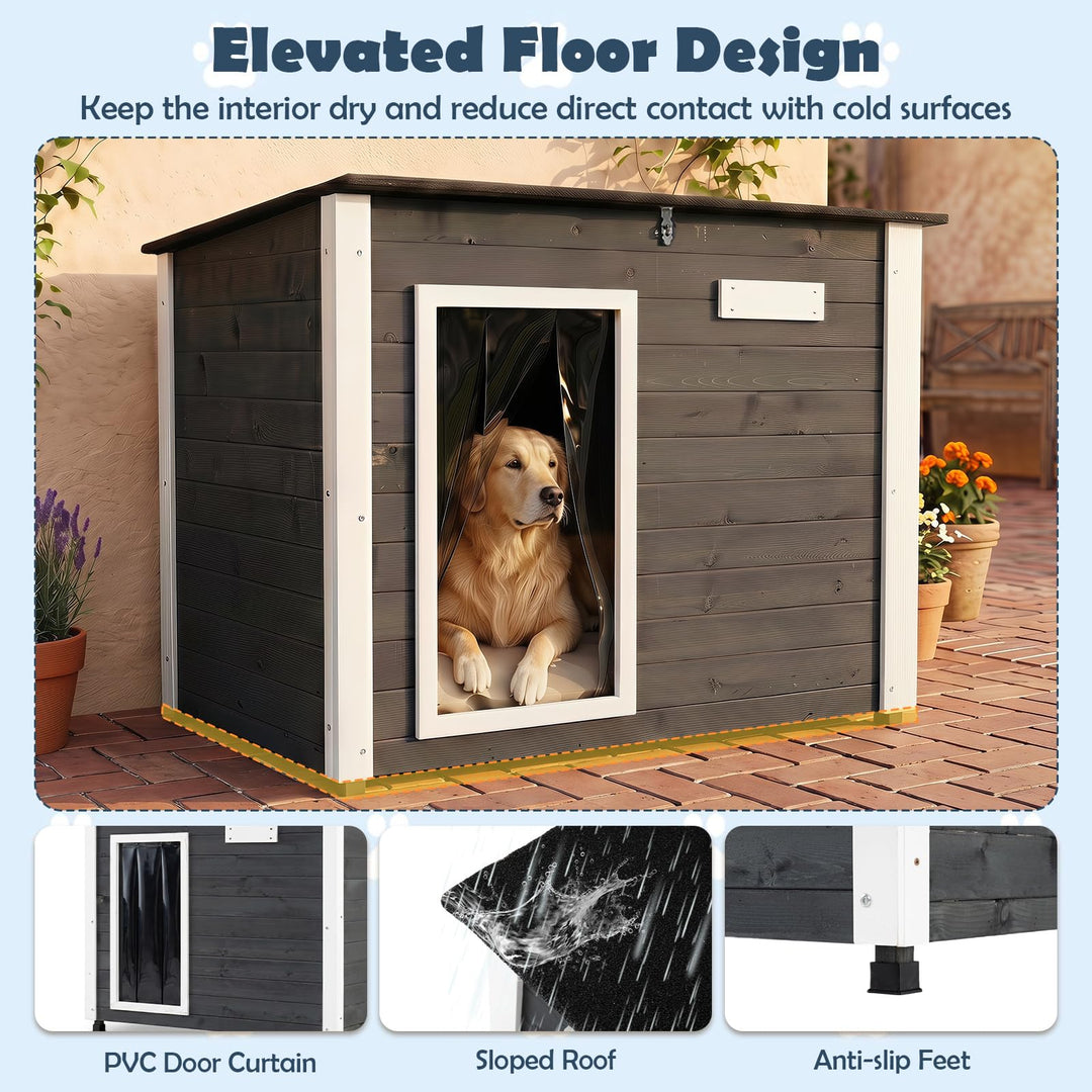 Giantex Wooden Dog House with Openable Asphalt Roof
