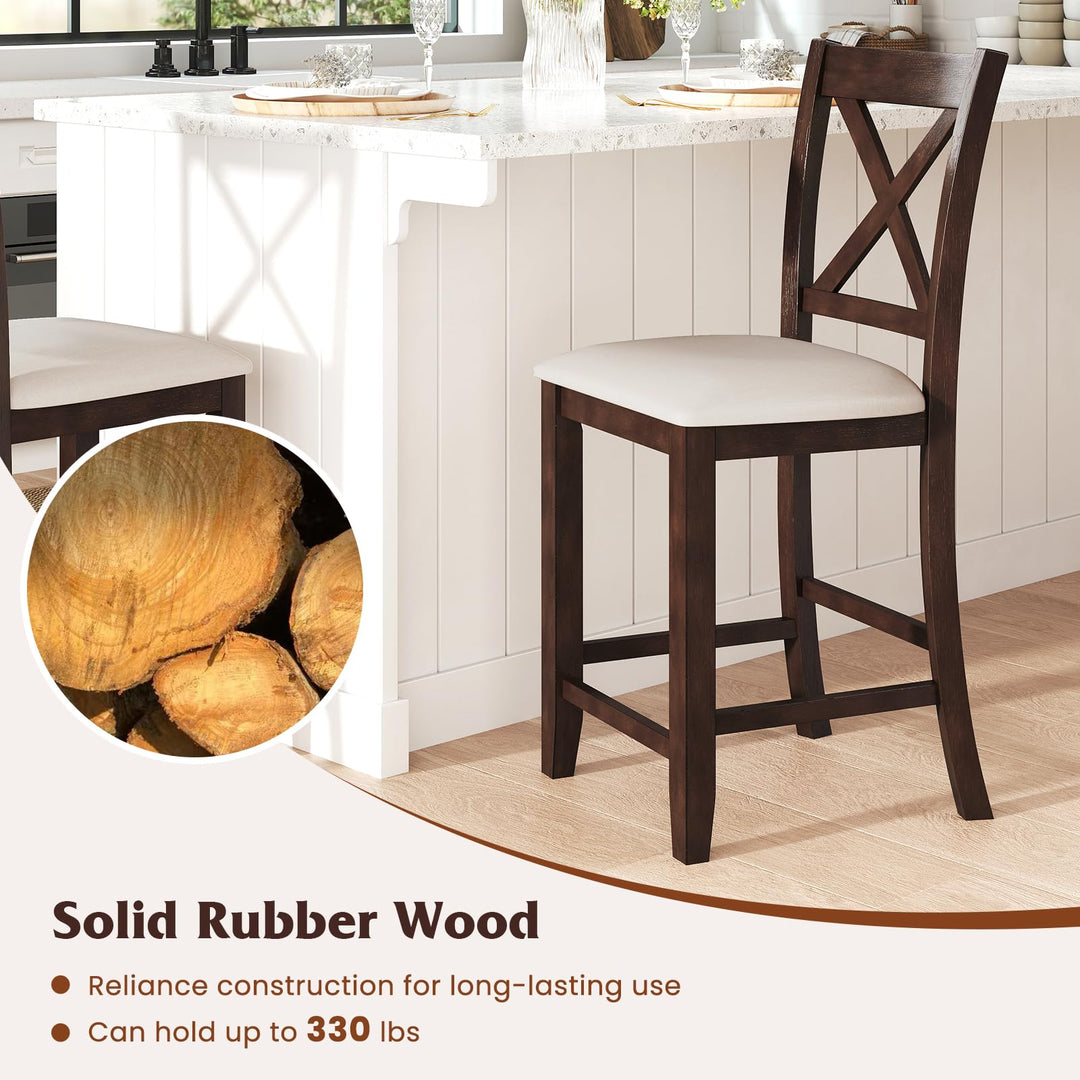 Giantex Farmhouse Counter Height Bar Stools with Footrest (2/4)