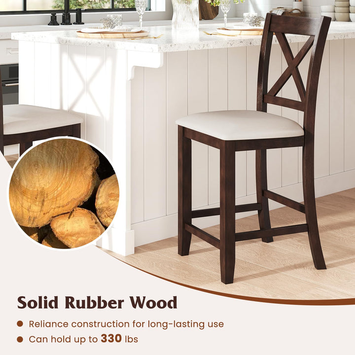 Giantex Farmhouse Counter Height Bar Stools with Footrest (2/4)
