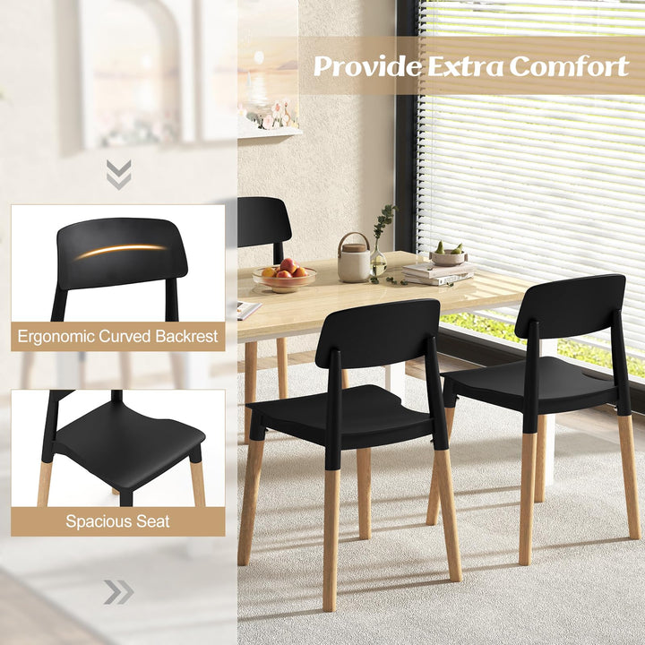 Giantex Wooden Dining Chairs Set of 4, Modern Dining Side Chairs Set w/Ergonomic Backrest, Wide Seat &amp; Sturdy Wooden Legs