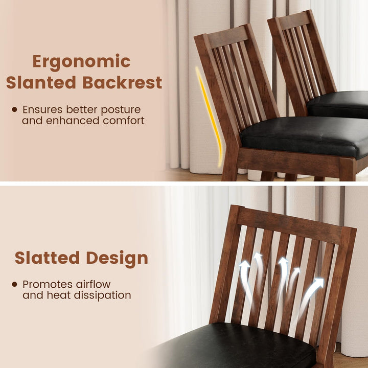 Giantex PU Leather Upholstered Kitchen Chairs w/Rubber Wood Frame Padded Seat