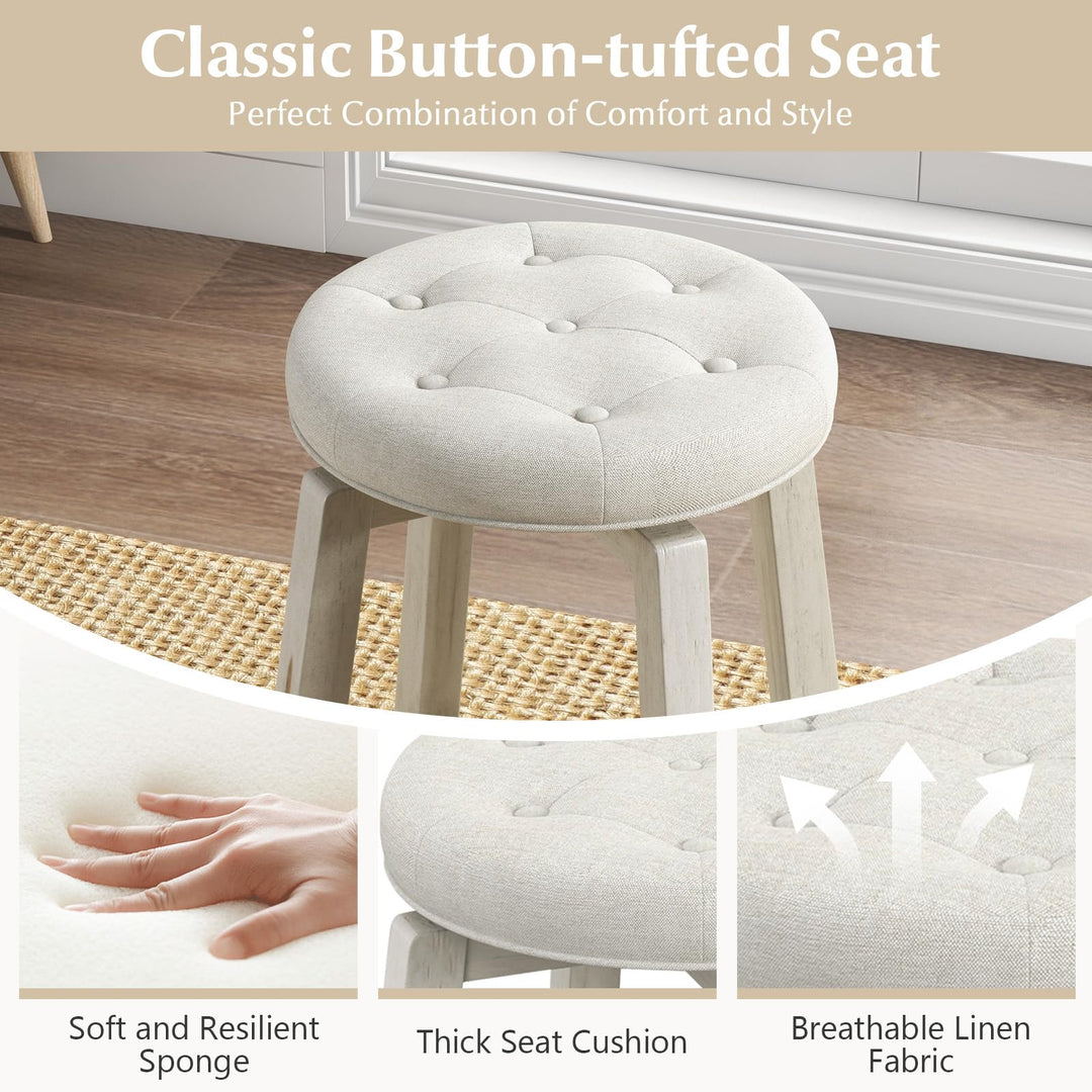 Giantex Swivel Bar Stools Set of 2, 30" Bar Height Stools w/Tufted Seat &amp; Rubber Wood Frame