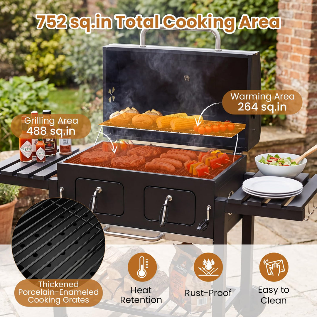 Giantex Extra Large Charcoal Grill with Oversized 752 sq.in. Cooking Area