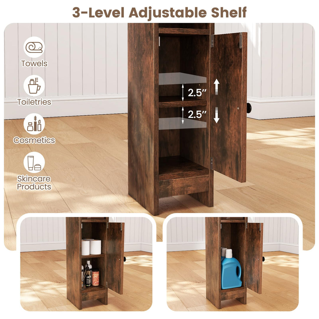 Giantex Slim Bathroom Cabinet with 3 Level Adjustable Shelf &amp; Anti toppling Design