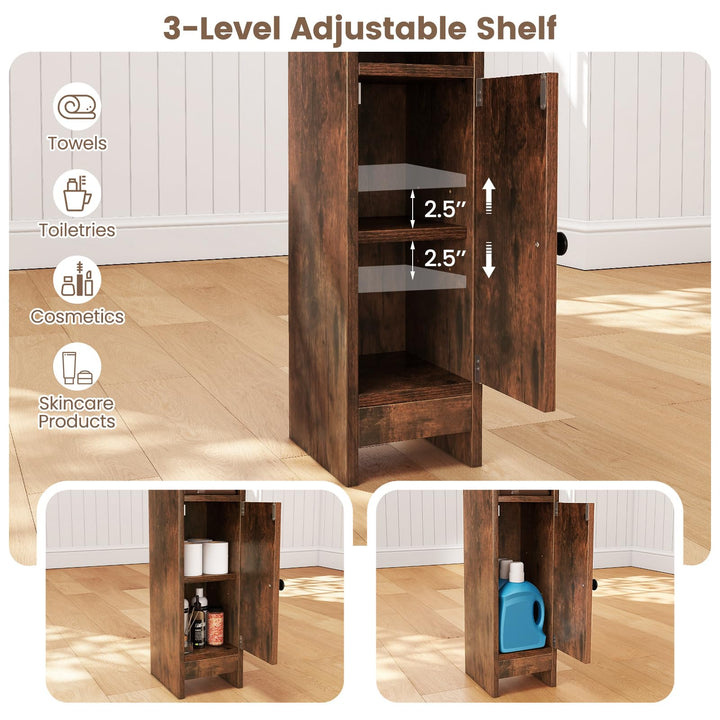 Giantex Slim Bathroom Cabinet with 3 Level Adjustable Shelf &amp; Anti toppling Design