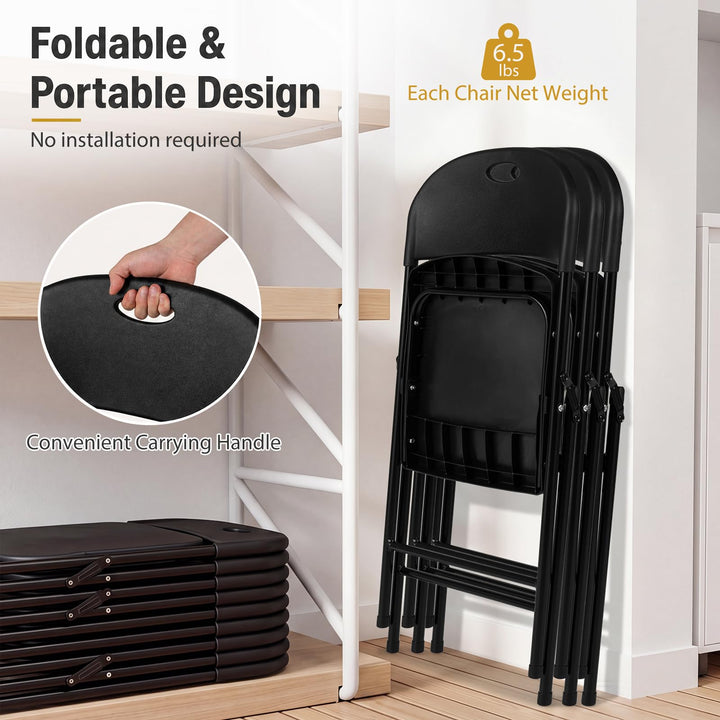 Giantex Plastic Folding Chair | Portable Stackable Commercial Seats with Ergonomic Backrest