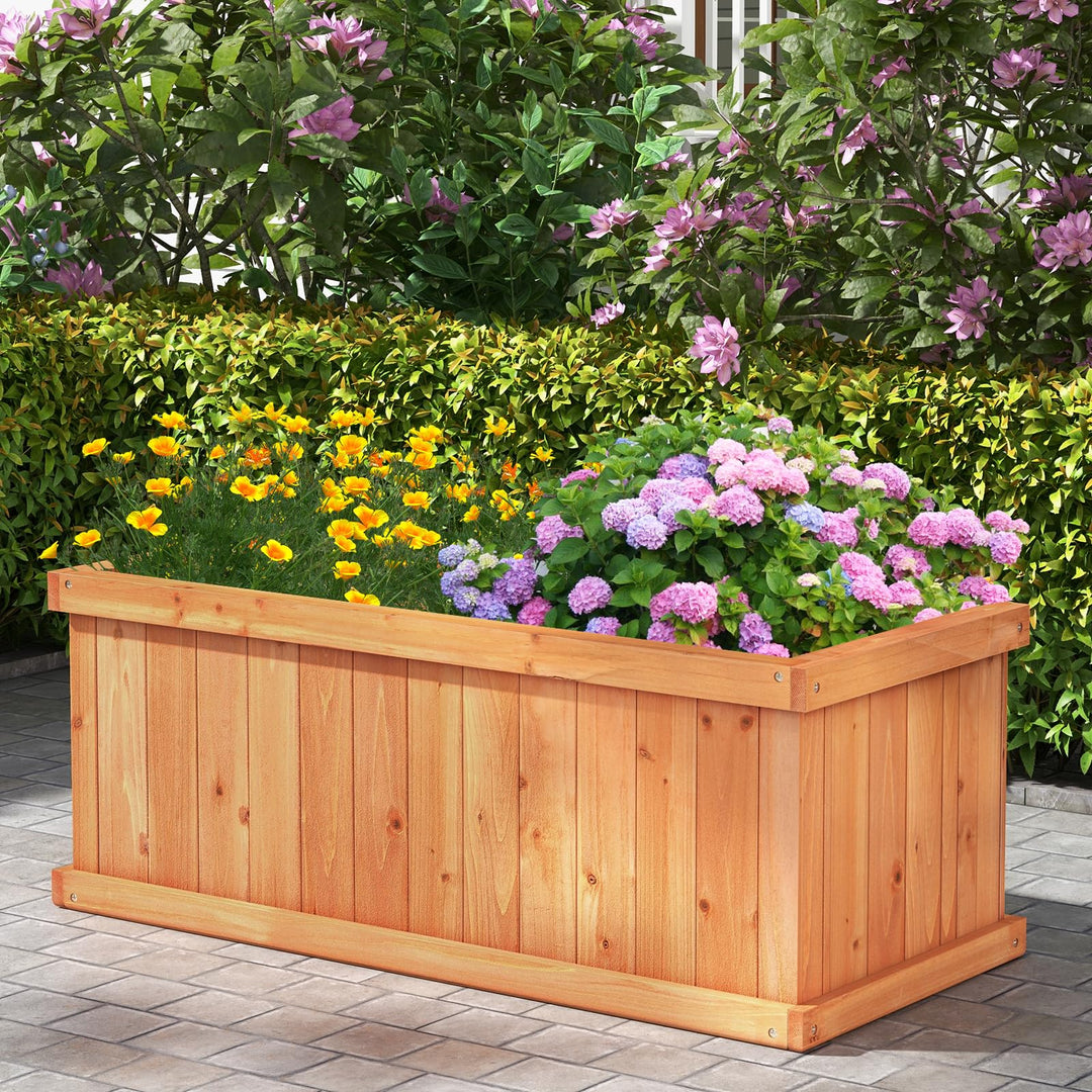 Giantex Raised Garden Bed | 31”x14”x12” Wooden Planter Box with 4 Drainage Holes (1/2)