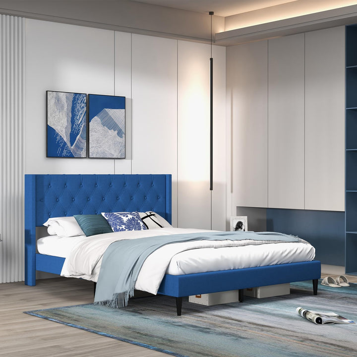 Giantex Queen/Twin Size Platform Bed Frame with Wingback