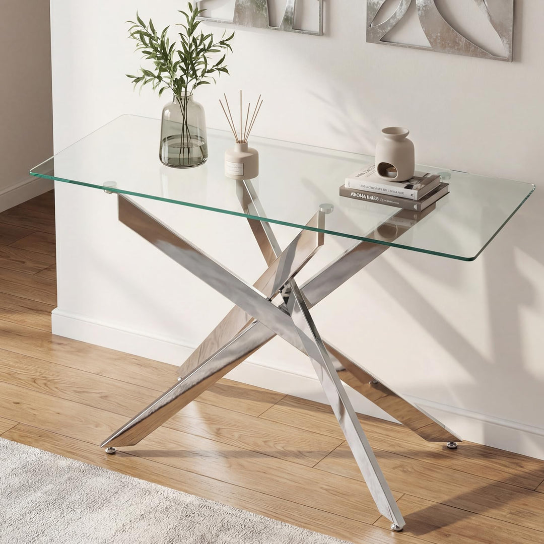 Giantex Glass Console Table 45" Modern Entryway Table